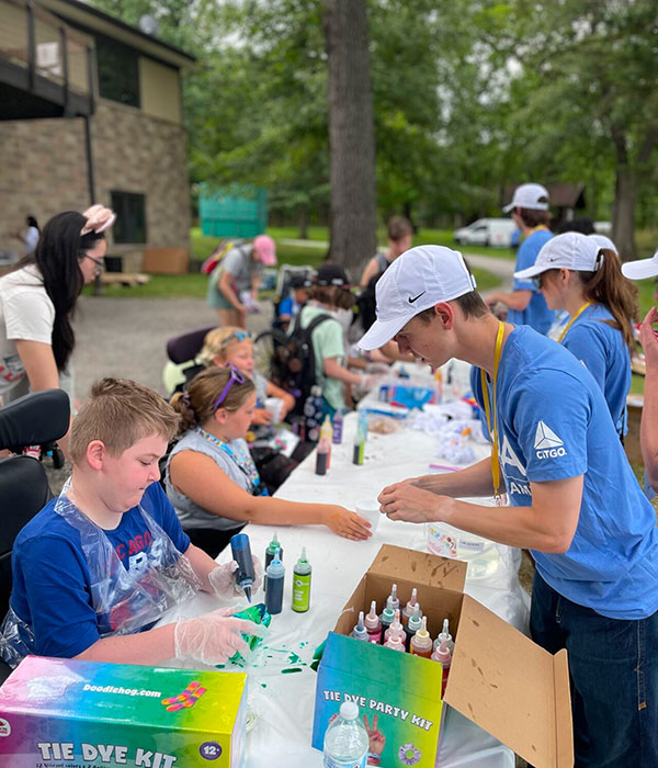 Dying clothes at MDA event.