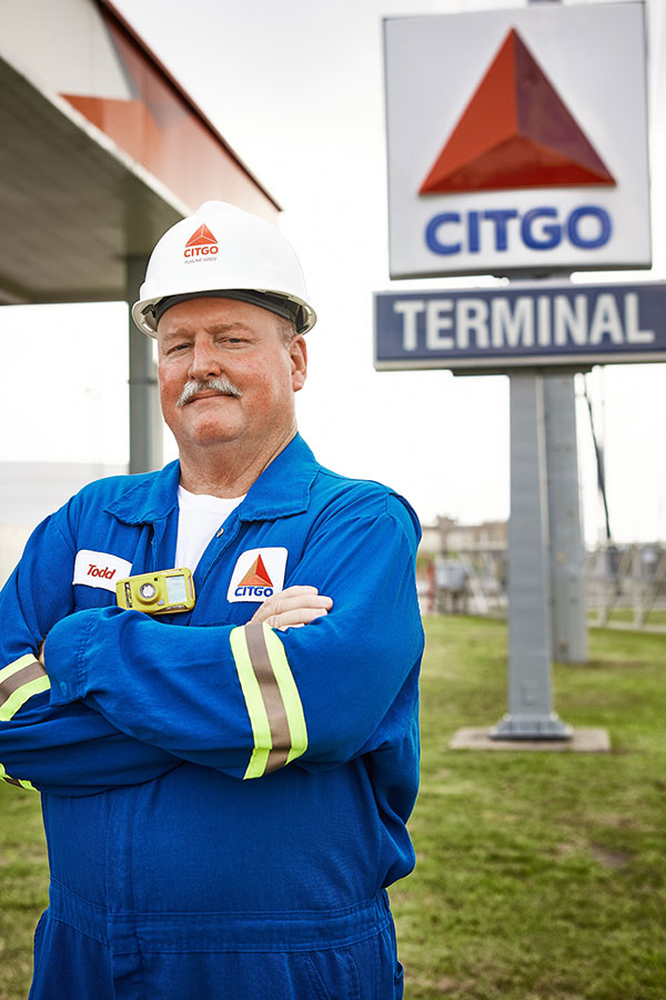 Worker in front of terminal